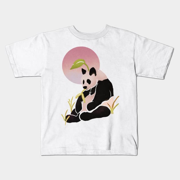 pink panda thoughts Kids T-Shirt by Oddellie